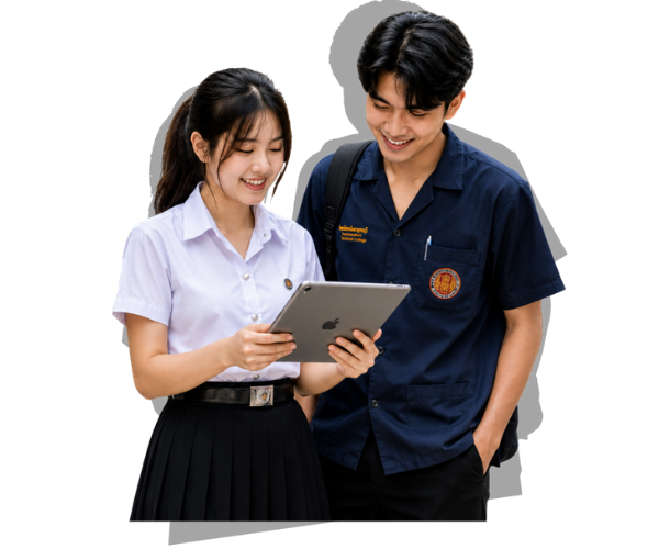 นักเรียนทำงานหน้าคอมพิวเตอร์